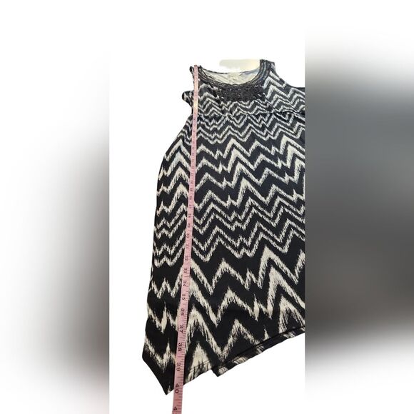 Soma Dress‎ Soutache Sleeveless Short Lace Ikat Mini Black White Empire M - Picture 8 of 10